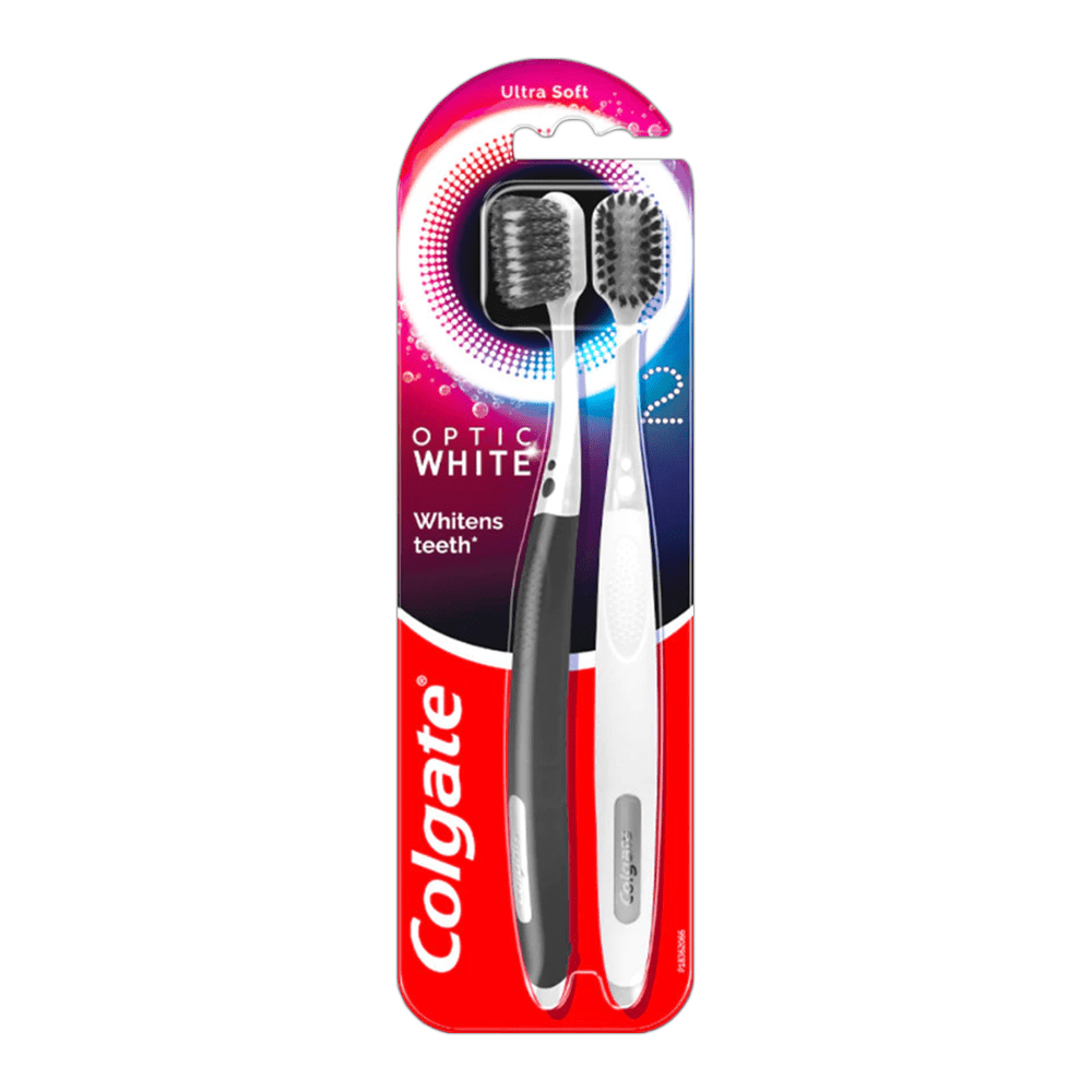 Colgate Toothbrush Optic White Ultra Soft Whitens Teeth Pack 2